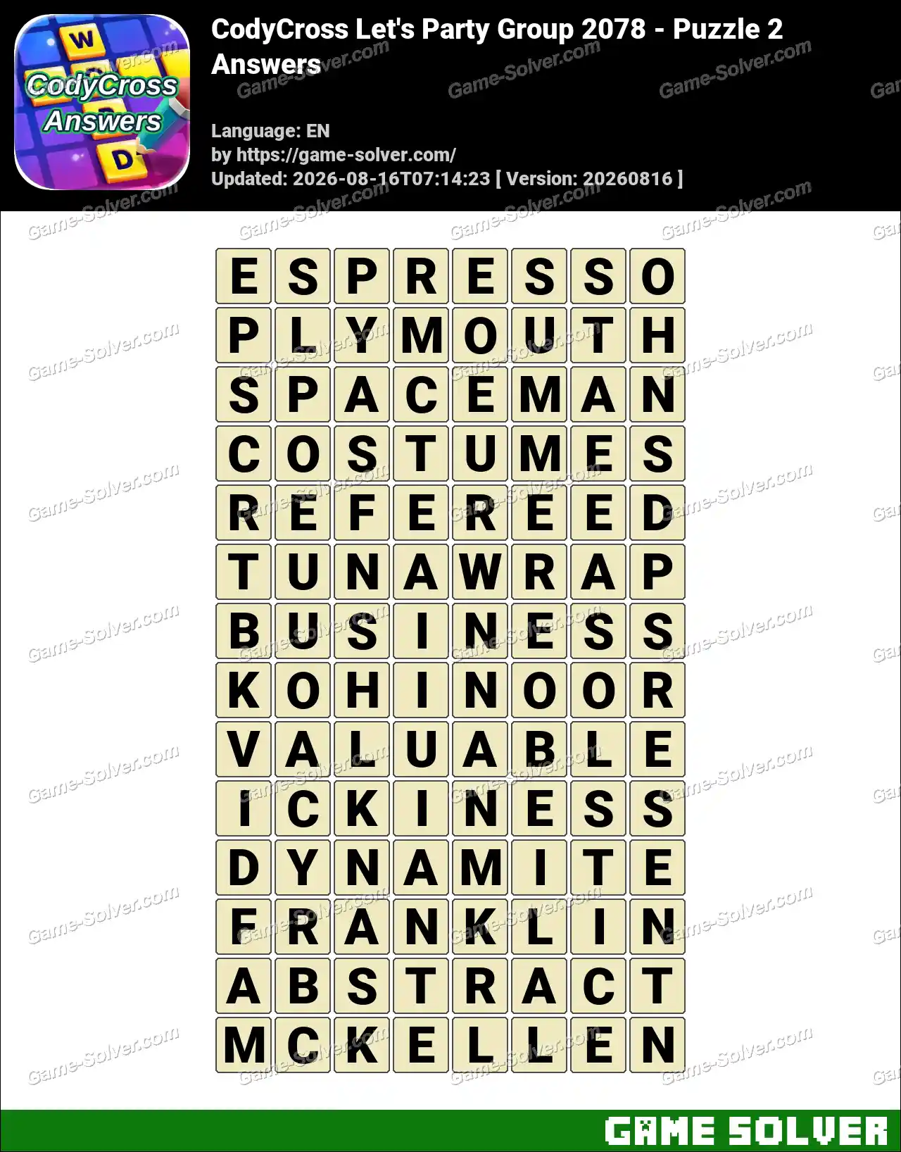 CodyCross Let’s Party Group 2078 – Puzzle 2 Answers